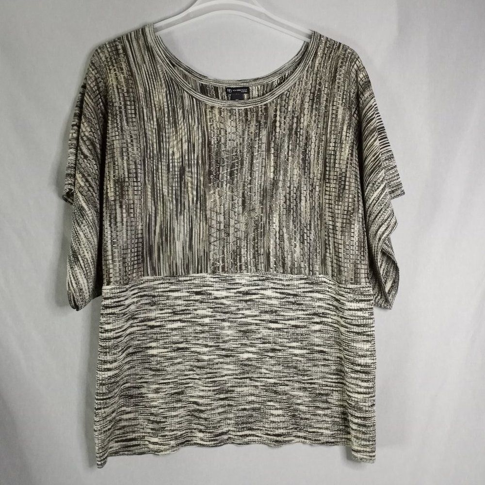 New Direction Women's Brown/Beige/Black Short Batwing Sleeve Sweater Top Size 2X